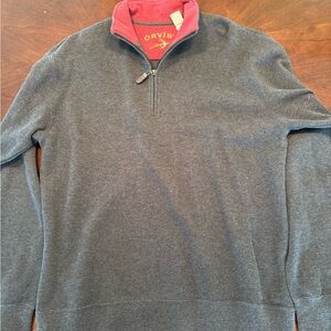 Orvis Men's Charcoal and Red Zip-Up Sweater